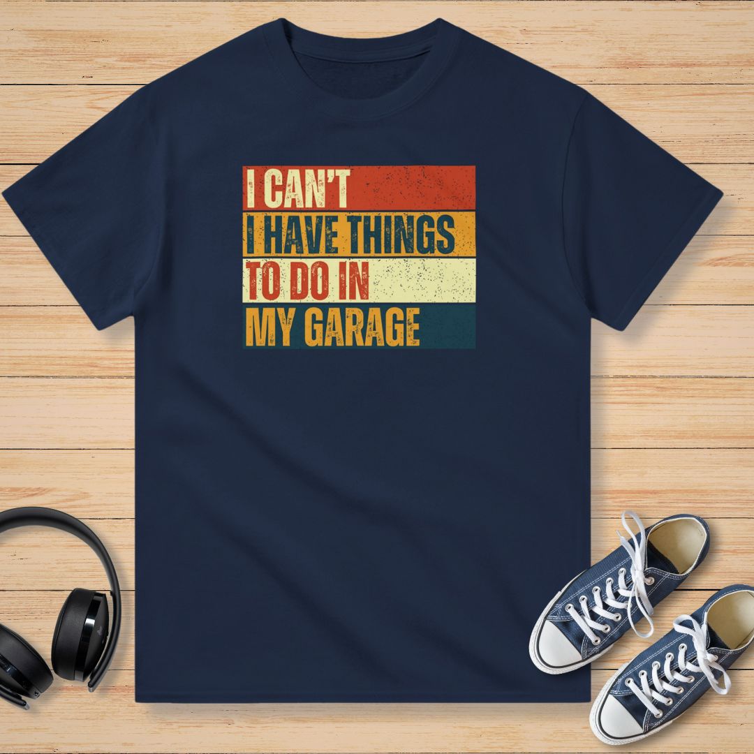 I Can't Garage Vintage T-Shirt Navy
