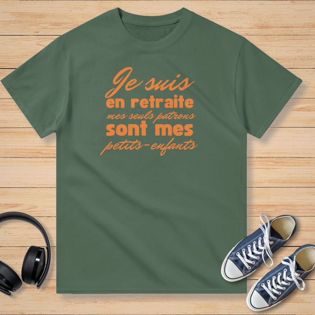 En Retraite Petits-Enfants Orange T-Shirt Mil. Green