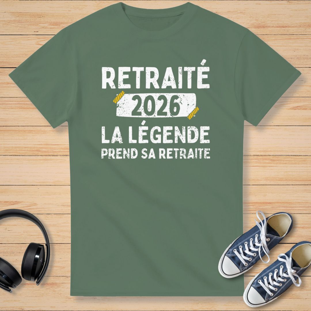 Retraité 2026 T-Shirt Vert militaire
