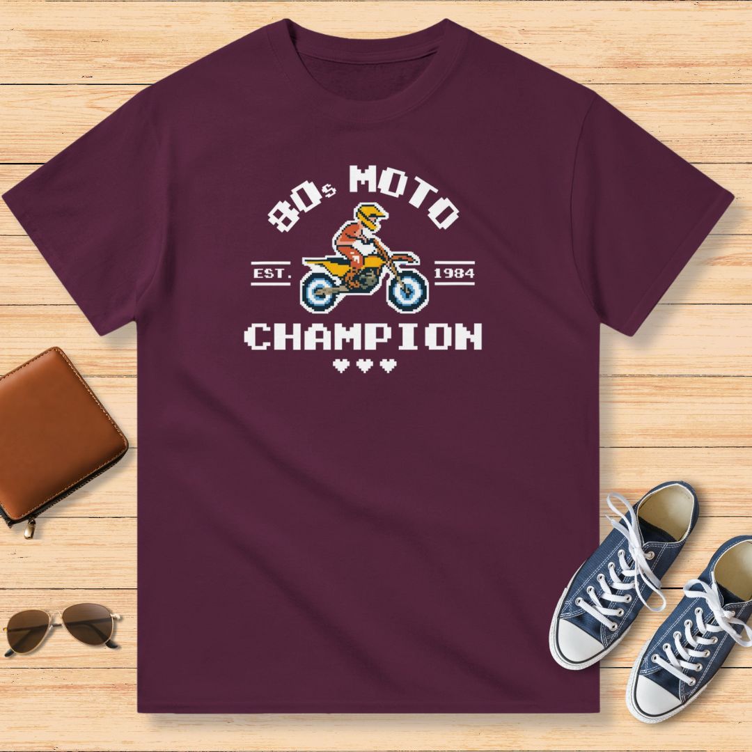 80s Moto Champion T-Shirt Maroon