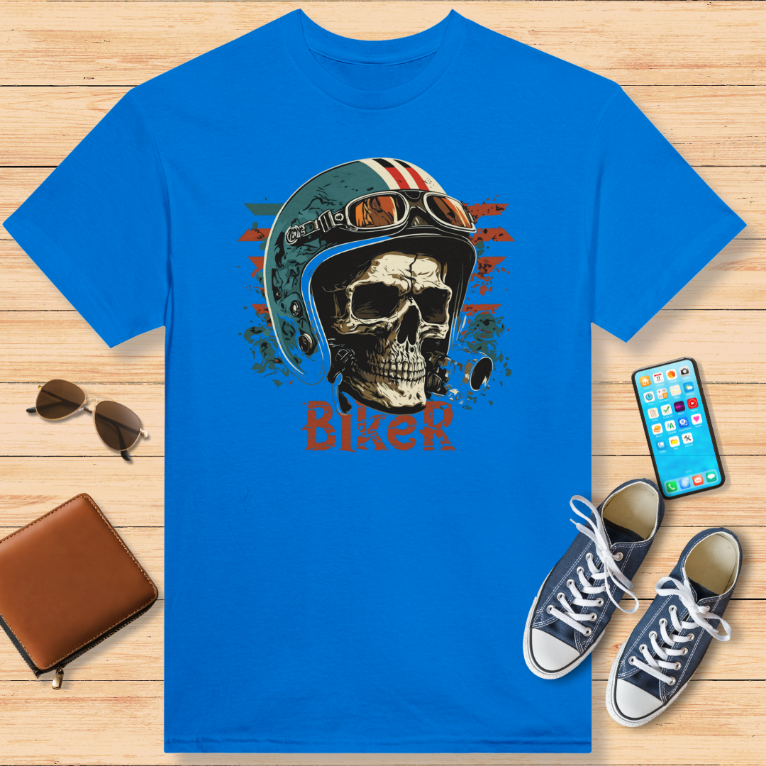 Biker Skull T-Shirt Royal Blue