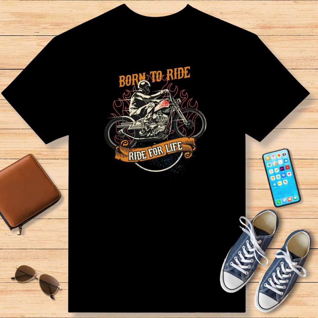 Born to Ride Orange T-Shirt Black