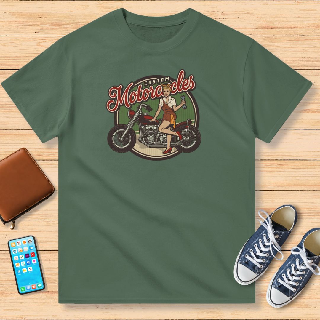 Custom Motorcycles T-Shirt Mil. Green