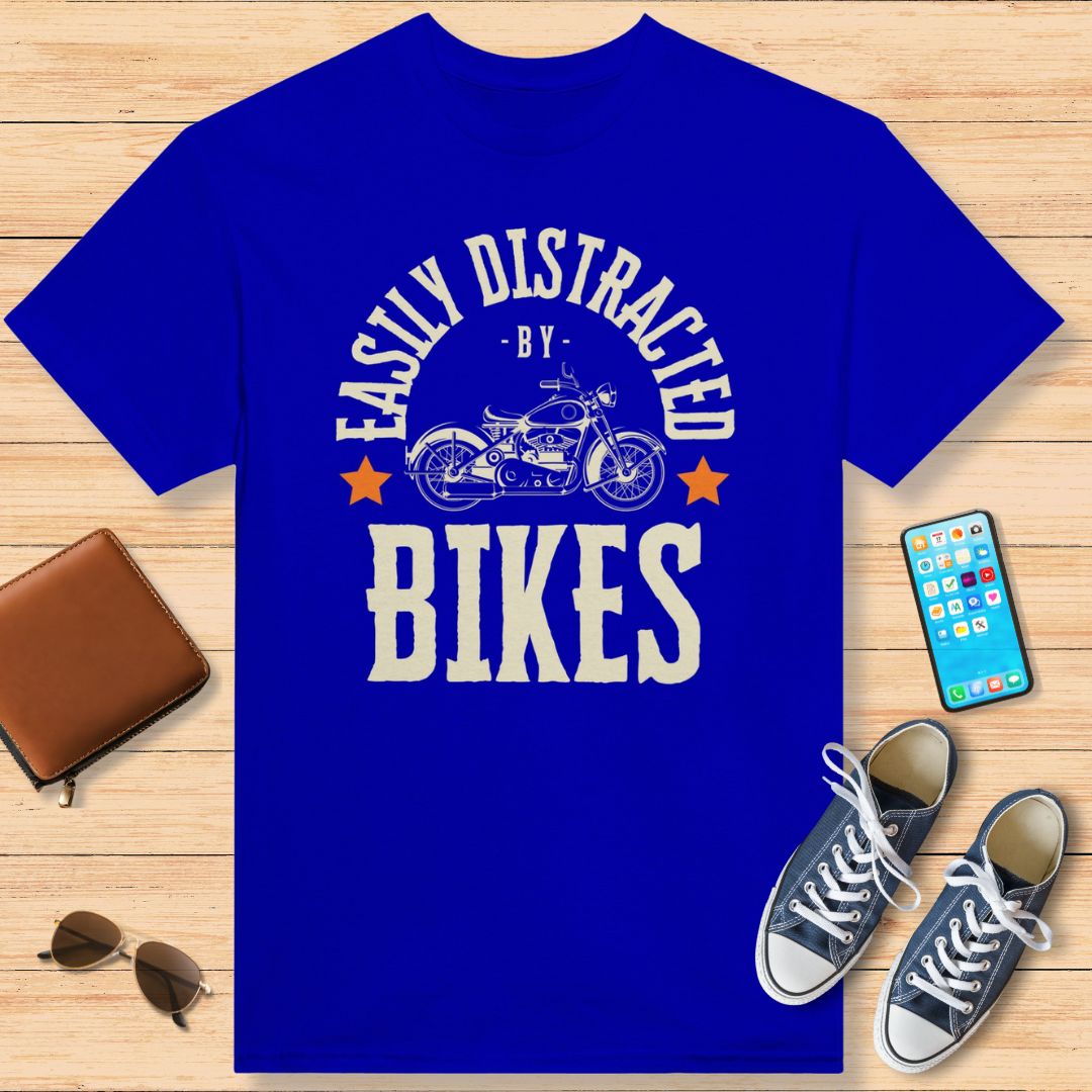 Easily Distracted by Bikes T-Shirt Royal Blue