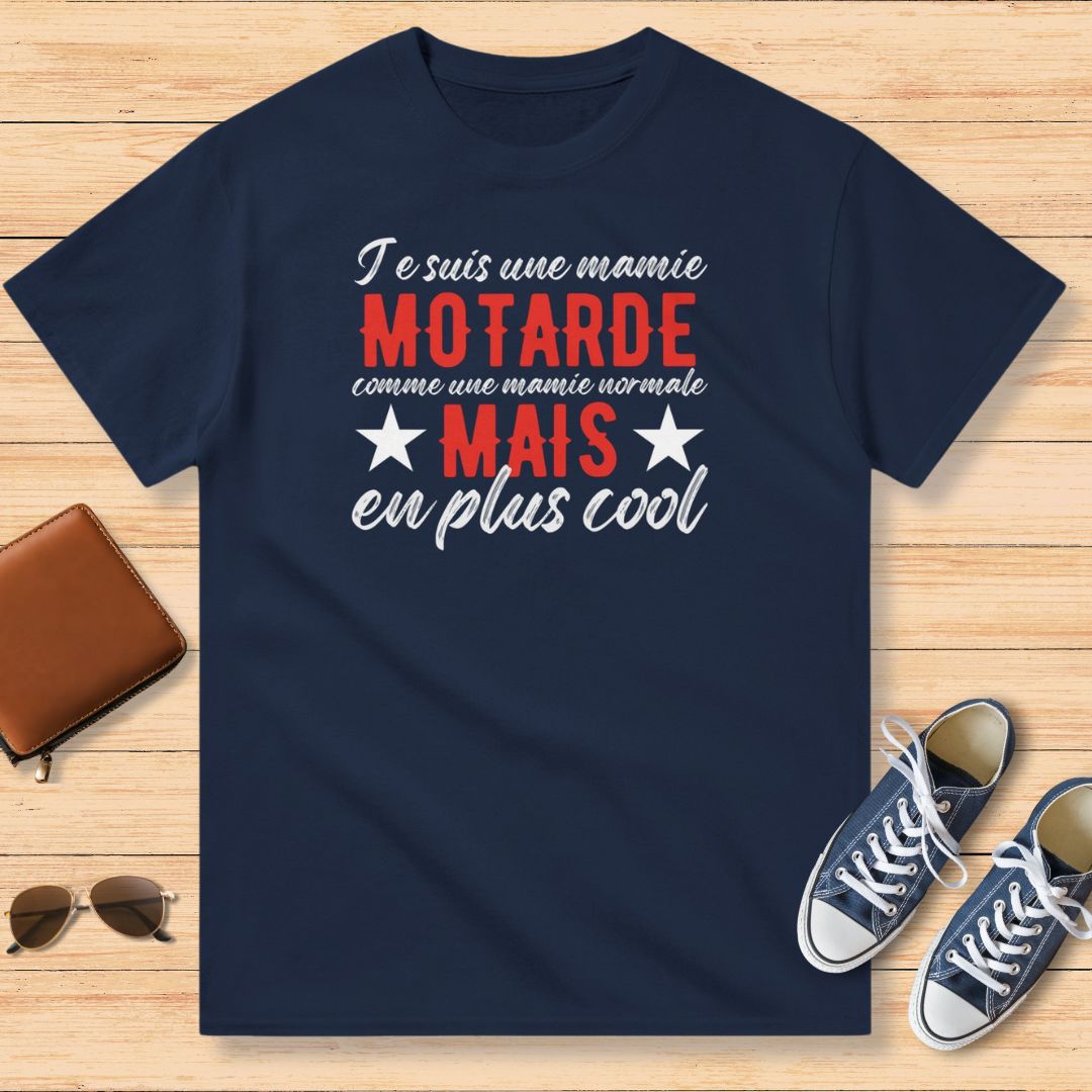 Une Mamie Motarde T-Shirt Navy