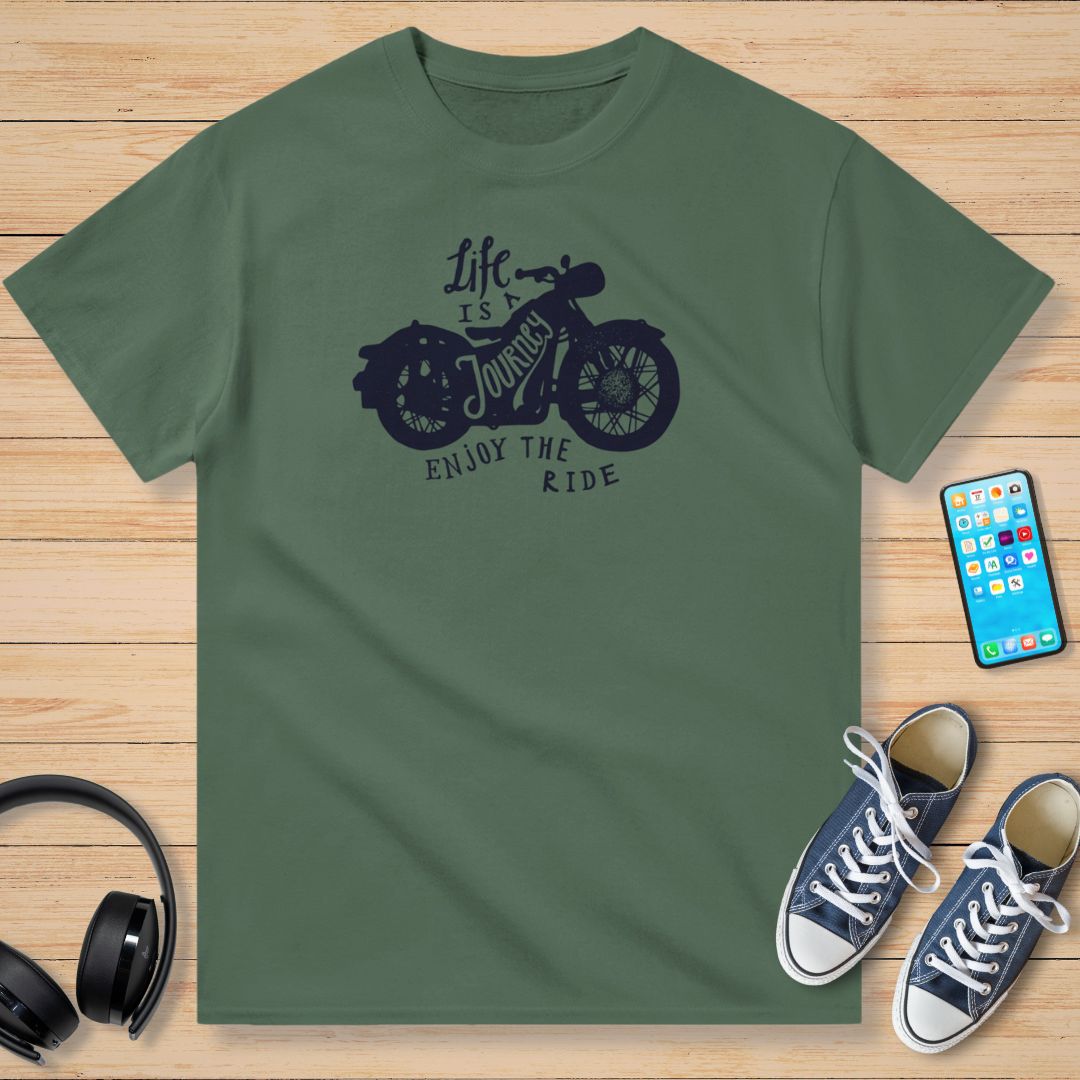Life Is A Journey Moto T-Shirt Mil. Green