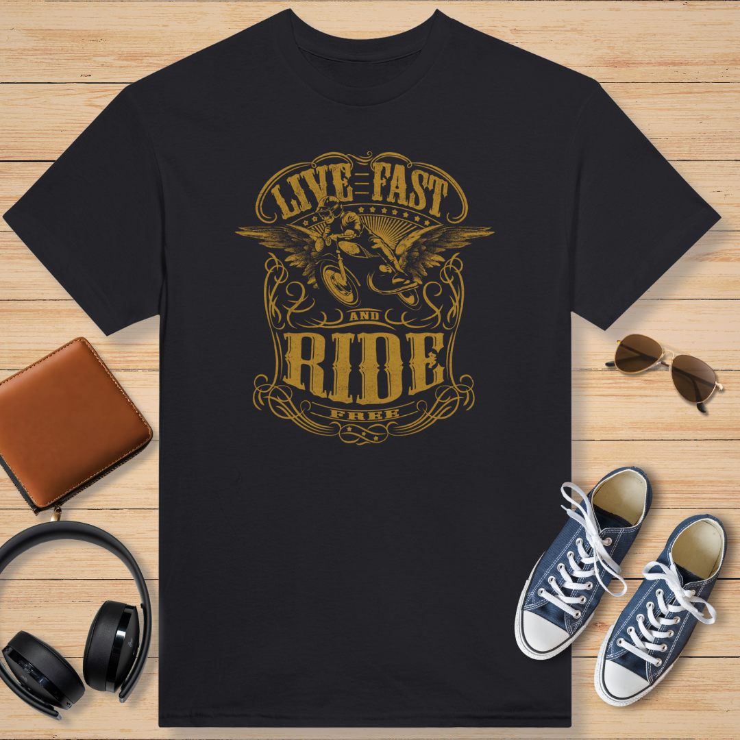 Live Fast Ride Free T-Shirt Black