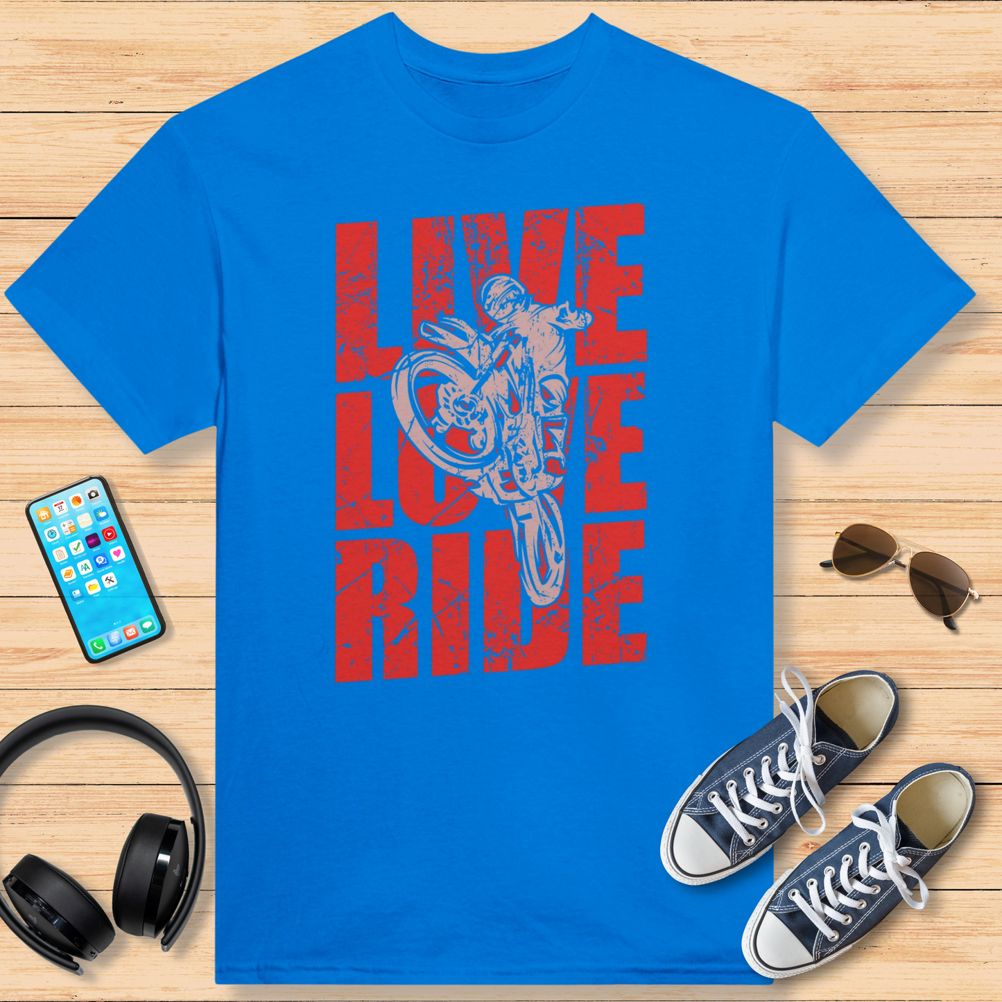 Live Love Ride T-Shirt Royal Blue