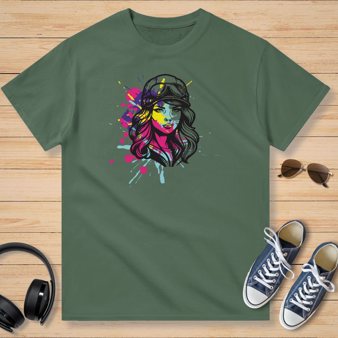 Motarde et Couleurs T-Shirt Vert militaire