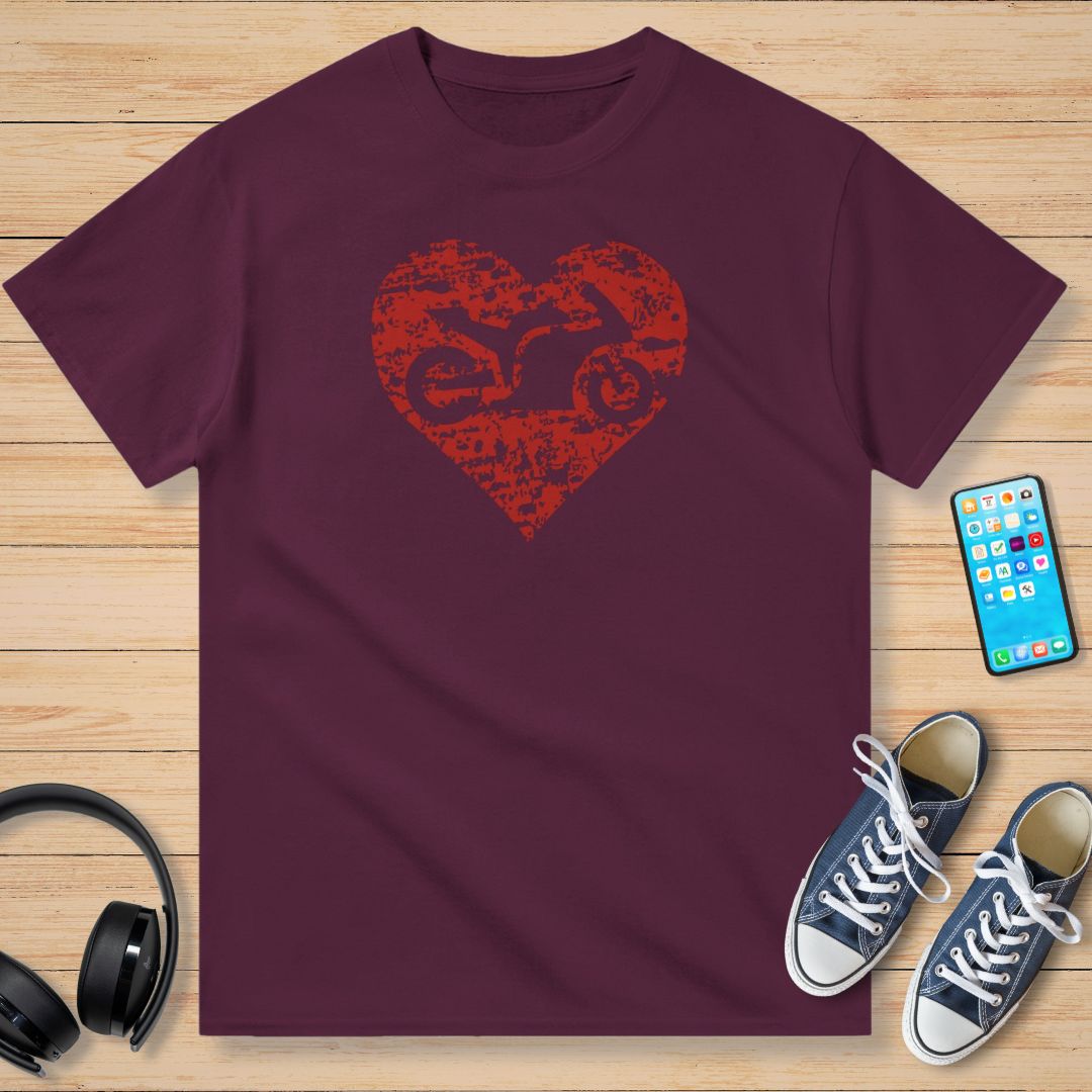 Moto et Cœur T-Shirt Maroon