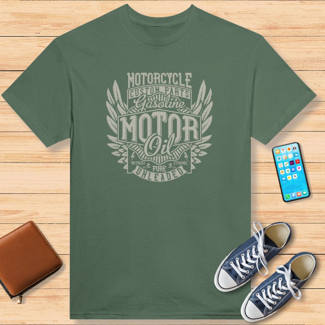 Motorcycle Motor Oil T-Shirt Military Green