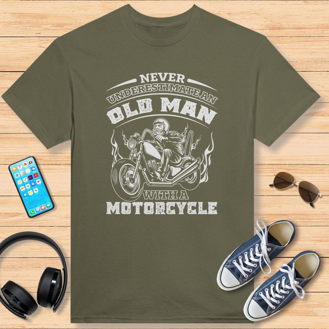 Never Underestimate an Old Man T-Shirt Military Green