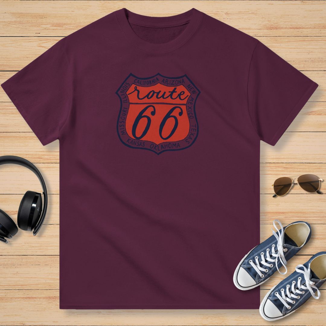 Route 66 T-Shirt Maroon
