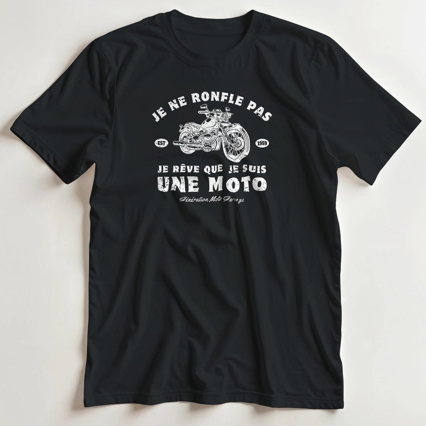 T-shirt en coupe unisexe et 100% coton en Noir 3XL imprimé avec un design Je Ne Ronfle Pas T-Shirt .