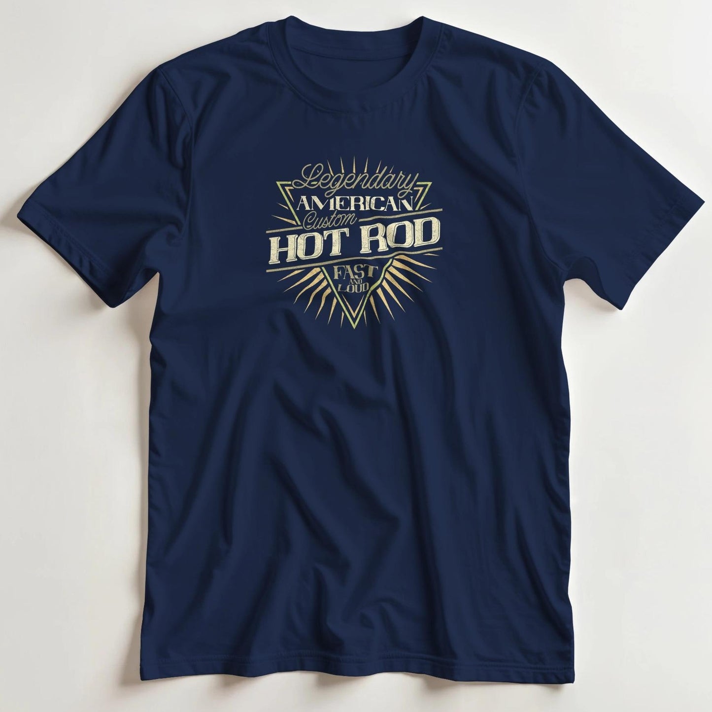 T-shirt en coupe unisexe et 100% coton en Marine 3XL imprimé avec un design Custom Hot Rod T-Shirt .