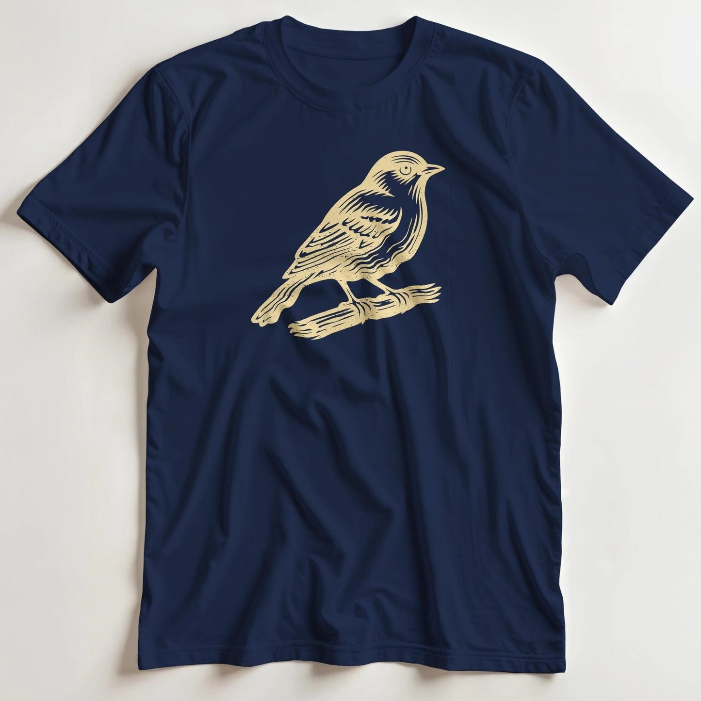 T-shirt en coupe unisexe et 100% coton en Marine imprimé avec un design Oiseau T-Shirt .