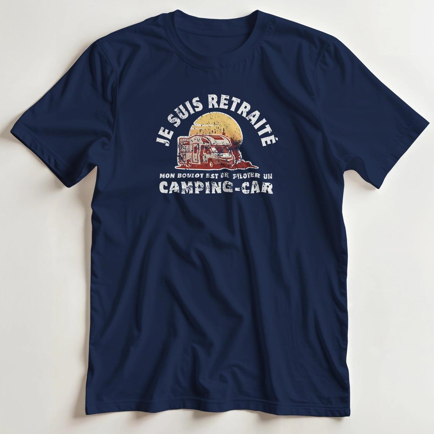 T-shirt en coupe unisexe et 100% coton en Marine 2XL imprimé avec un design Camping-Car T-Shirt .