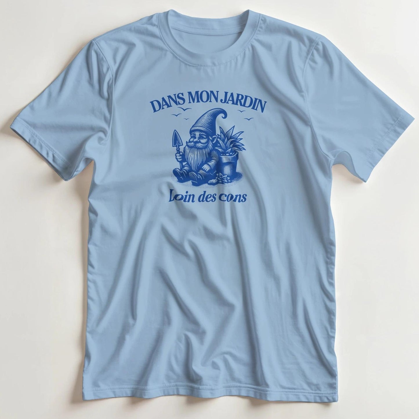 T-shirt en coupe unisexe et 100% coton en Light Blue M imprimé avec un design Mon Jardin T-Shirt .