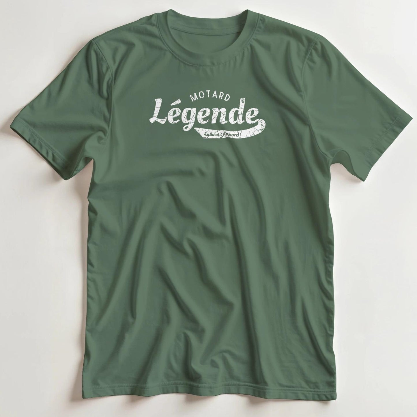 T-shirt en coupe unisexe et 100% coton en Vert militaire 2XL imprimé avec un design Légende Apparel T-Shirt .