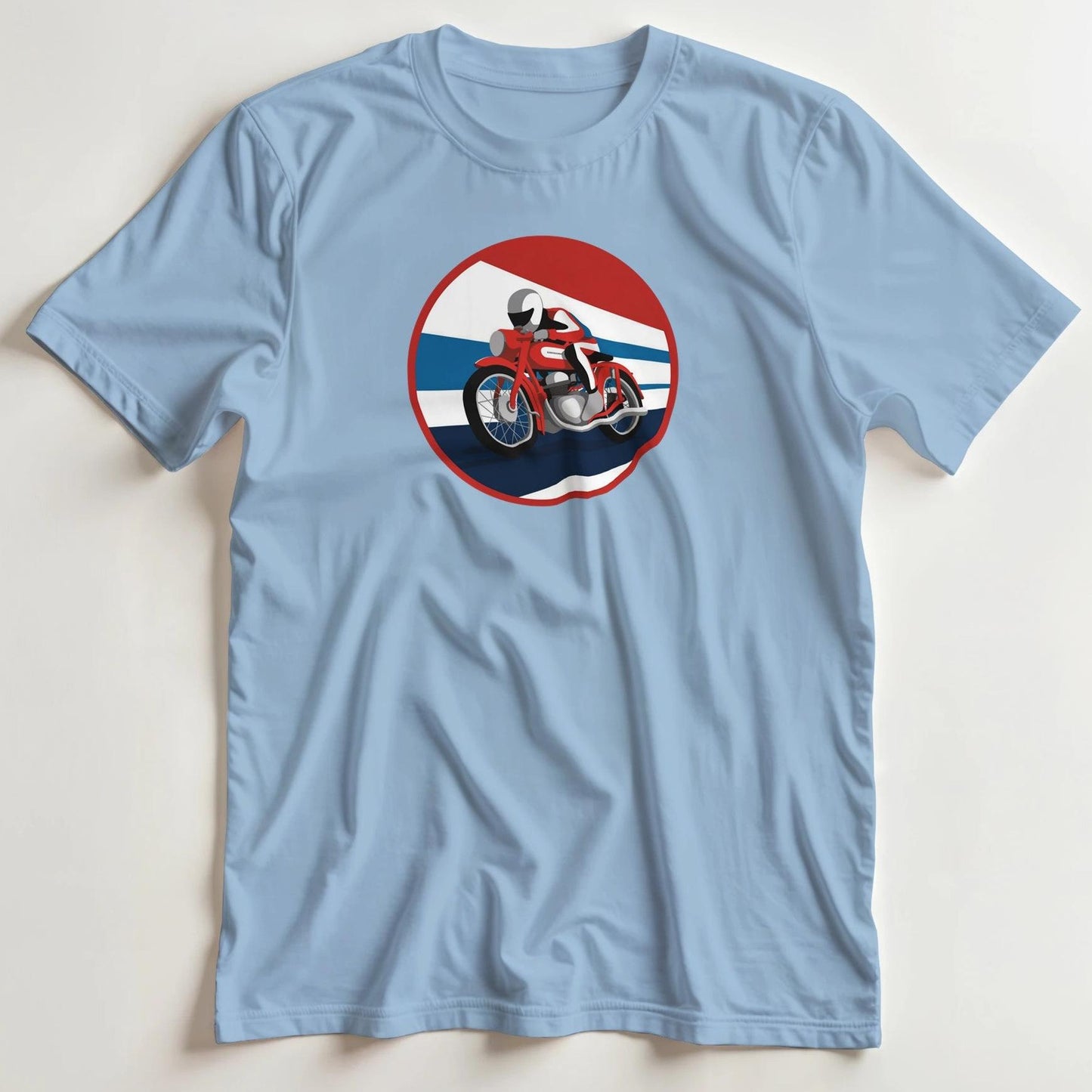 T-shirt en coupe unisexe et 100% coton en Light Blue XL imprimé avec un design Retro Moto 1930s T-Shirt .