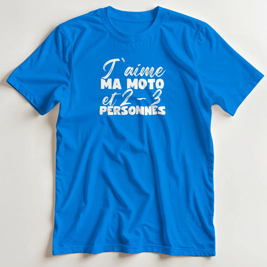 T-shirt en coupe unisexe et 100% coton en Royal S imprimé avec un design J'aime Ma Moto T-Shirt .