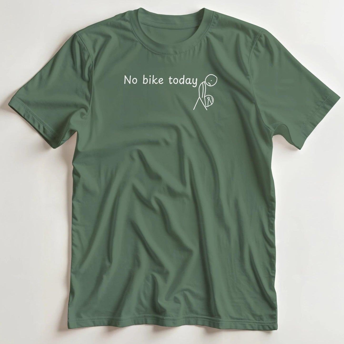 T-shirt en coupe unisexe et 100% coton en Vert Mil. 3XL imprimé avec un design No Bike Today T-Shirt .