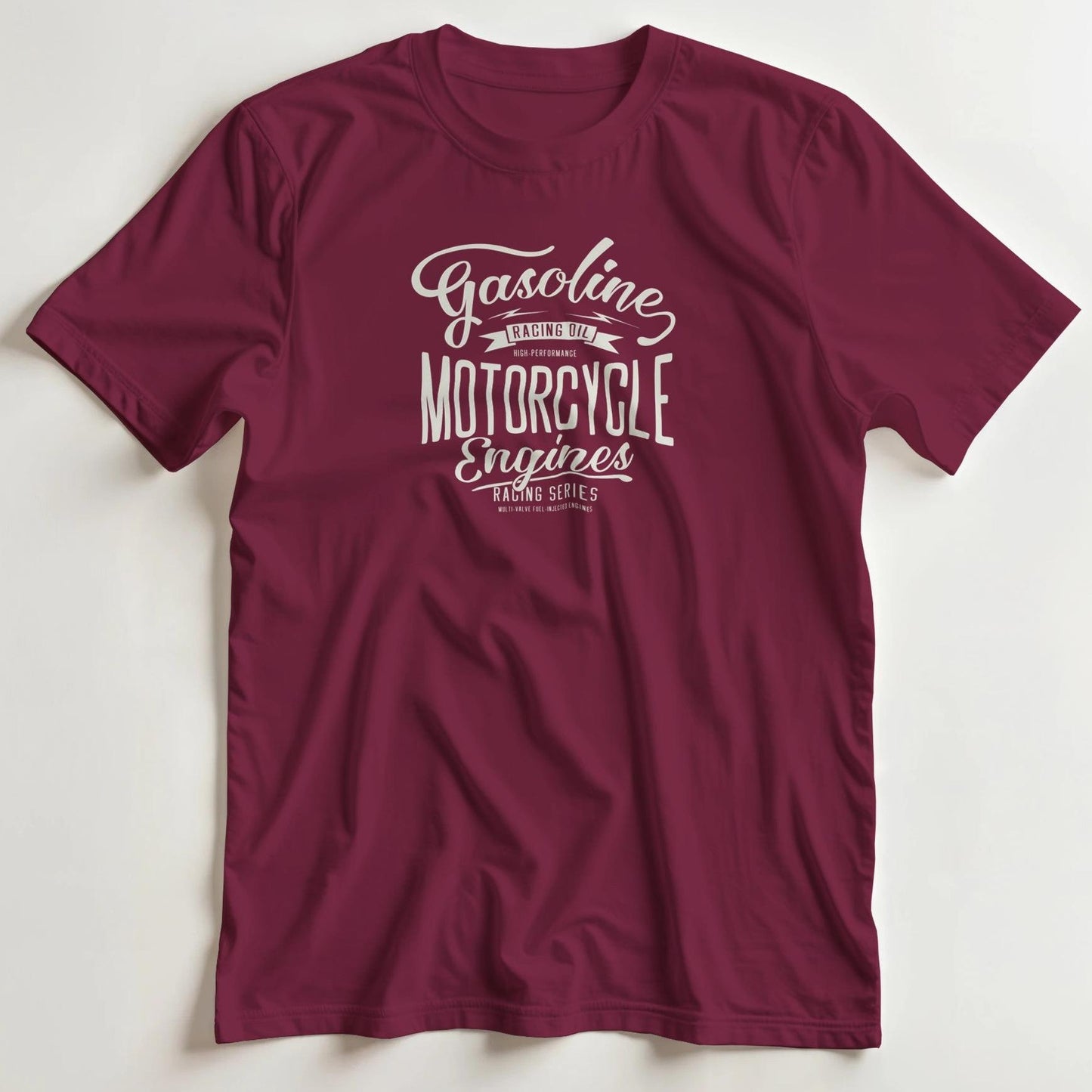T-shirt en coupe unisexe et 100% coton en Bordeaux L imprimé avec un design Gasoline T-Shirt .