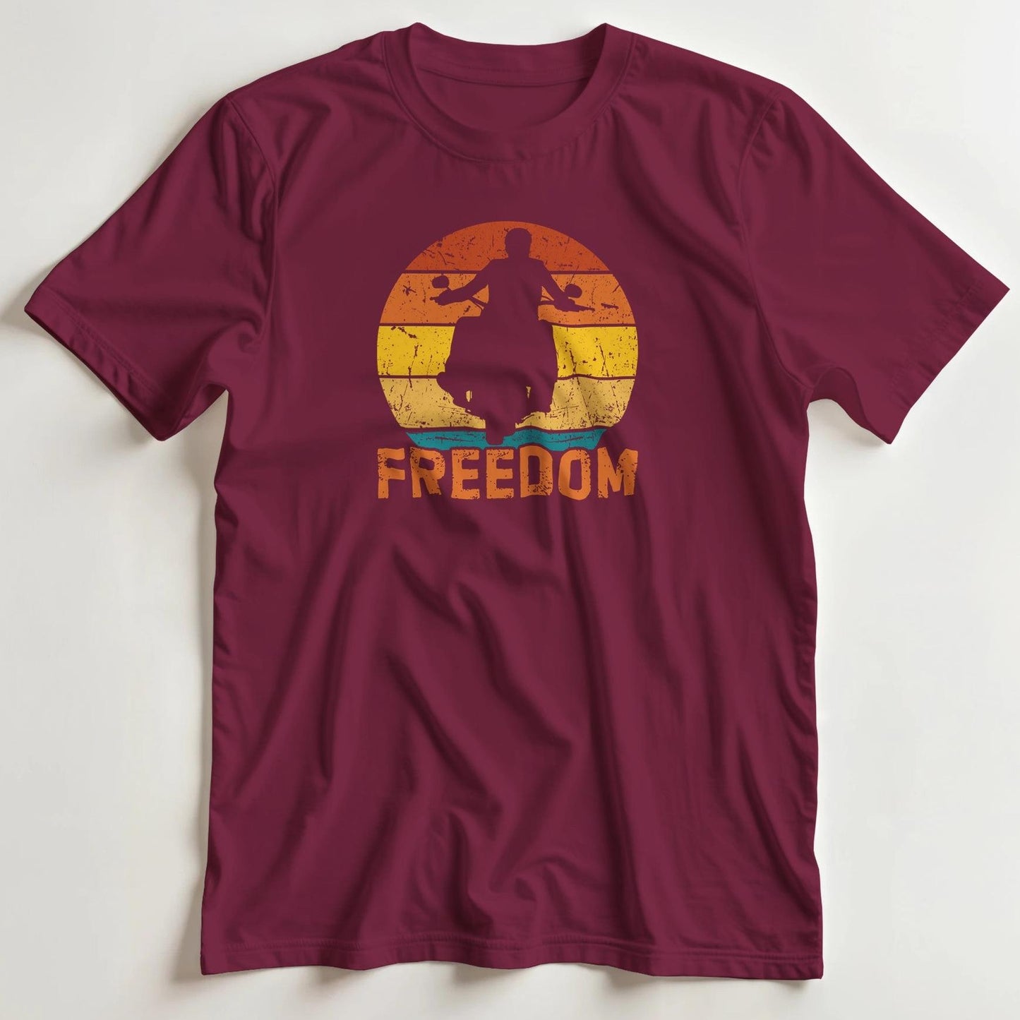 T-shirt en coupe unisexe et 100% coton en Bordeaux XL imprimé avec un design Freedom T-Shirt .
