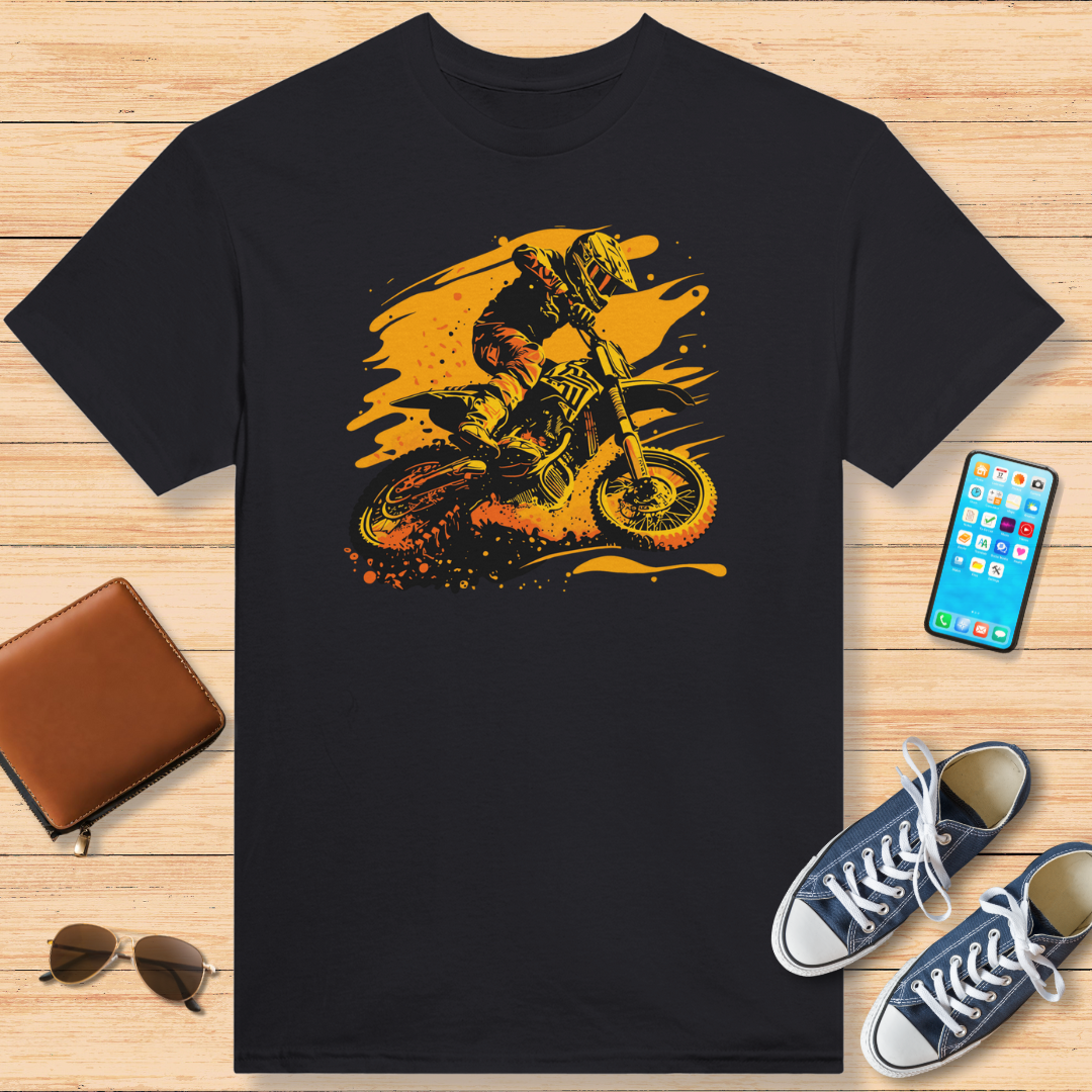 Motocross Orange Biker T-Shirt