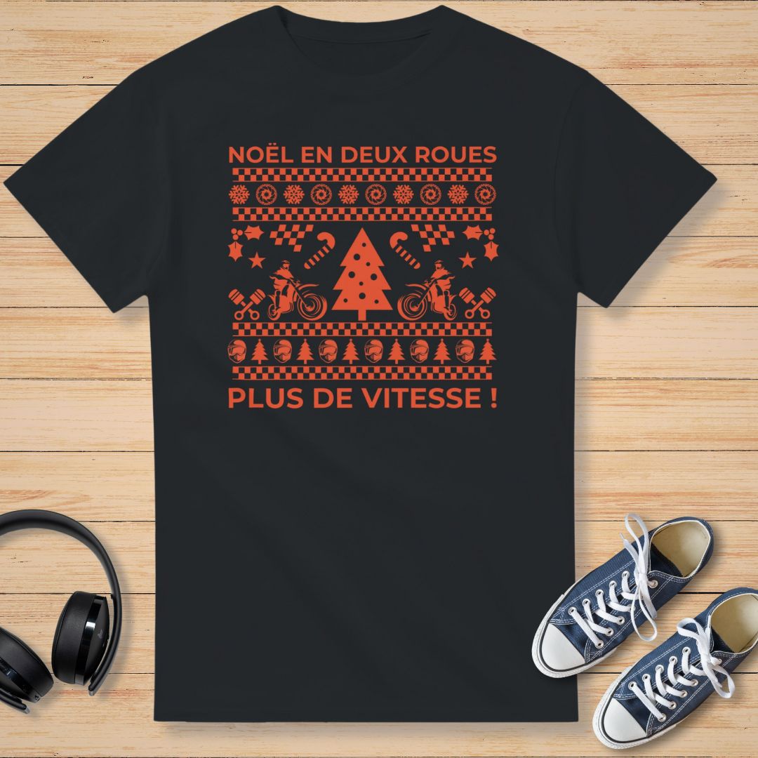 Noël en Deux Roues T-Shirt Noir