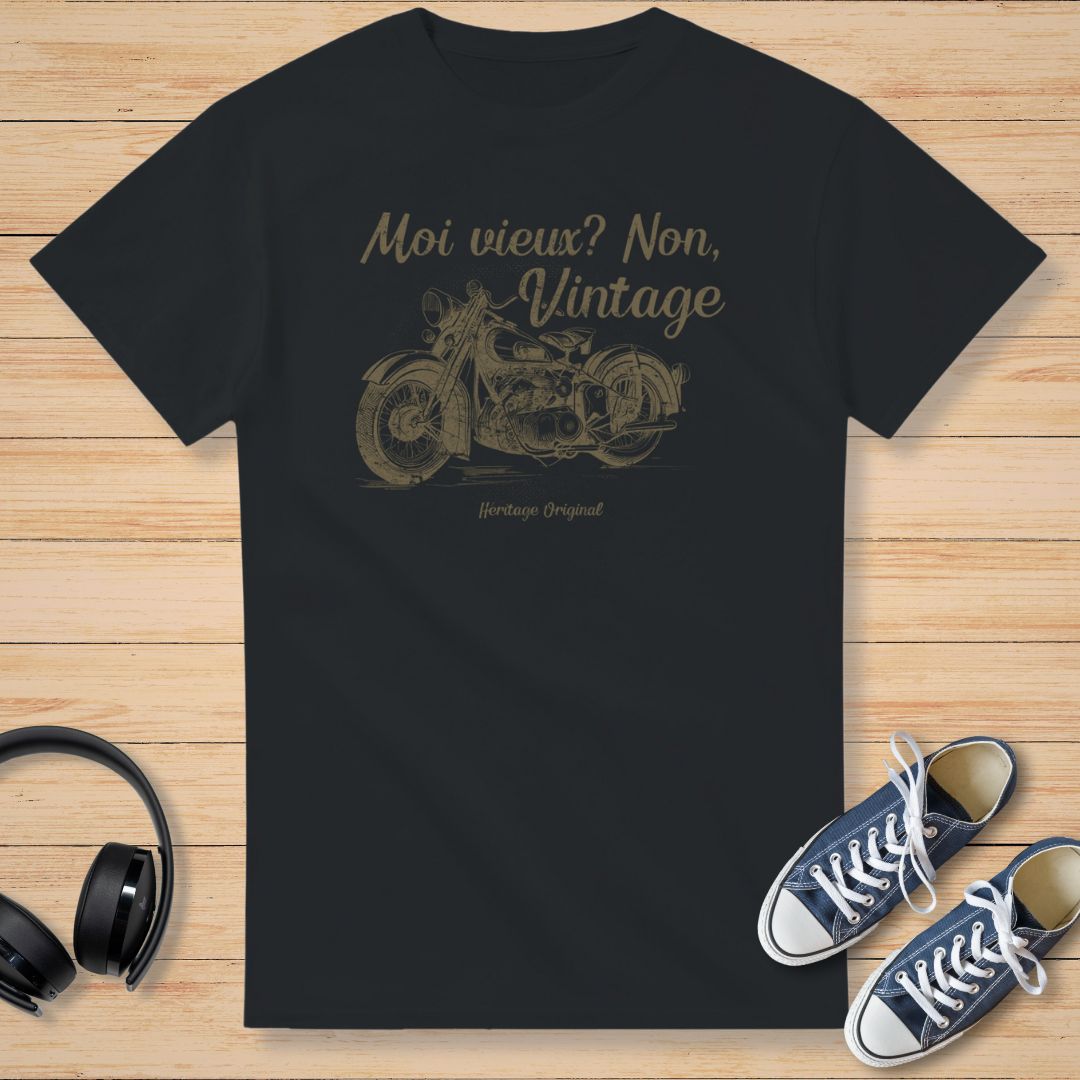 Non, Vintage Moto T-Shirt Noir
