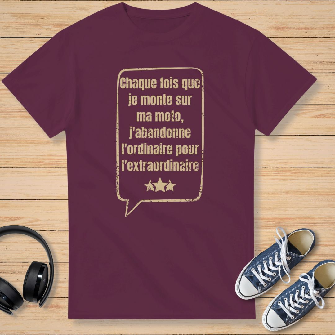 Chaque Fois Moto T-Shirt Bordeaux