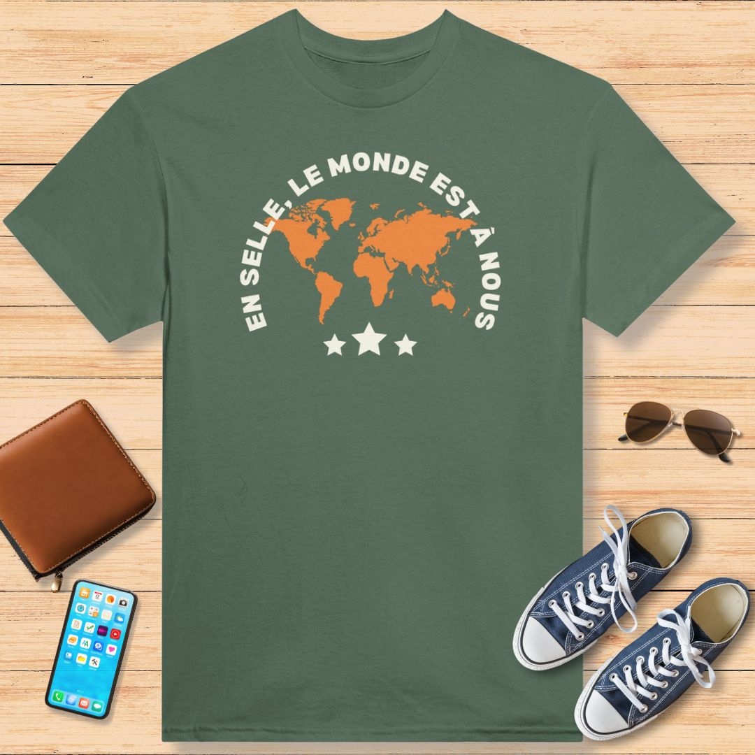 In the Saddle, the World is Ours T-Shirt