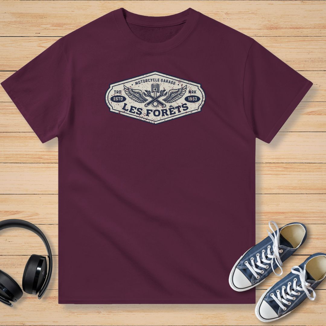 Les Forêts Garage T-Shirt Bordeaux