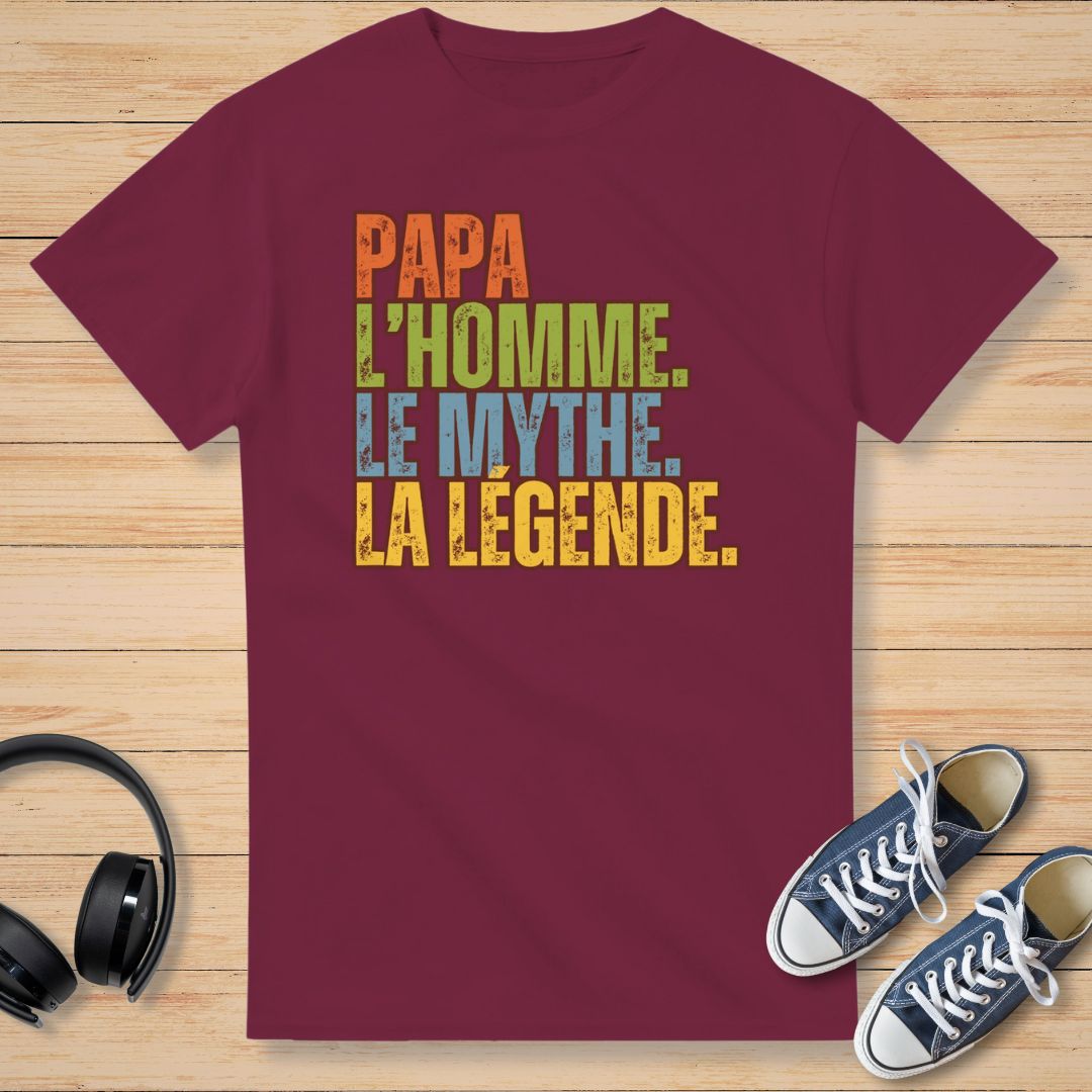 Papa La Légende T-Shirt Bordeaux