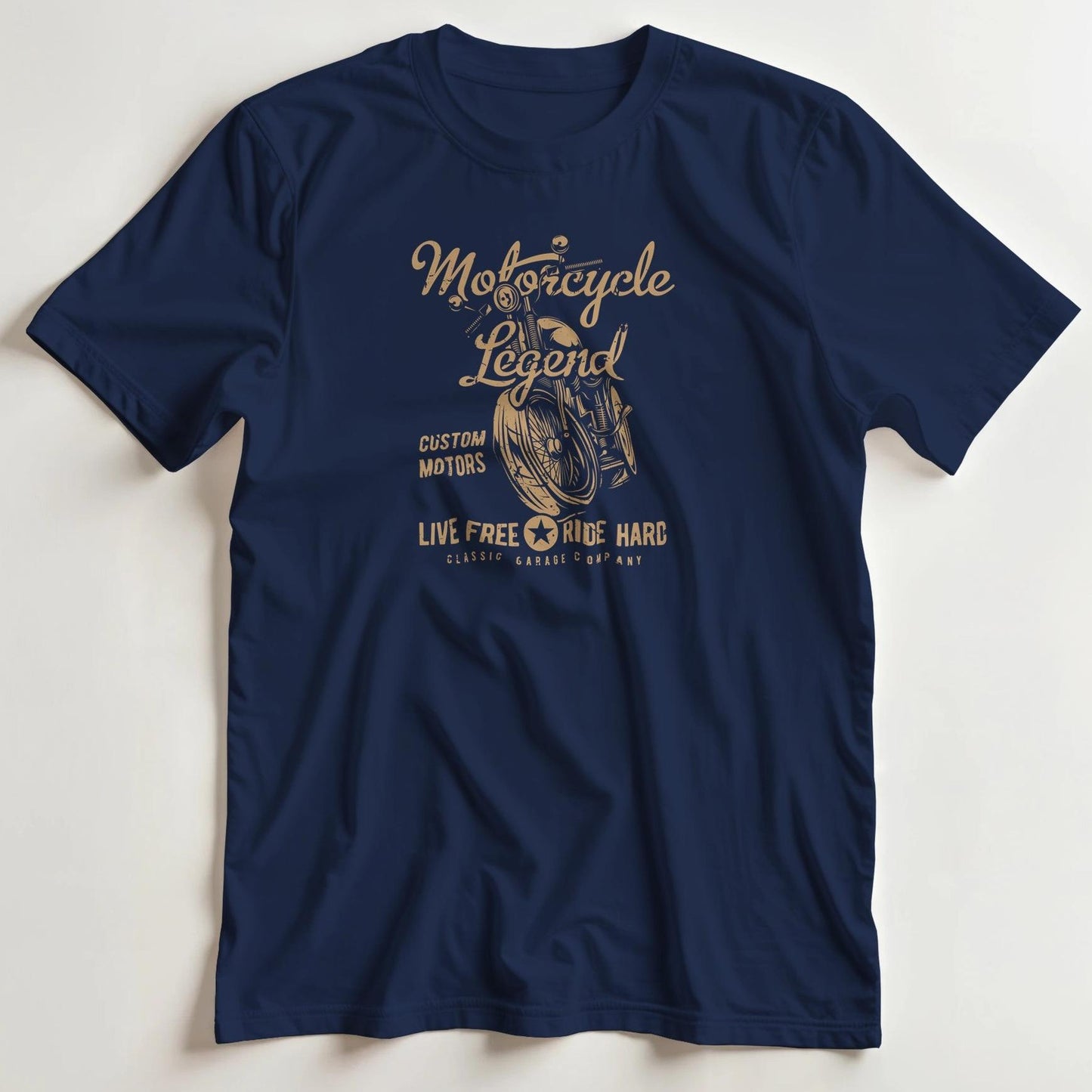 T-shirt en coupe unisexe et 100% coton en Marine M imprimé avec un design Motorcycle Legend T-Shirt .