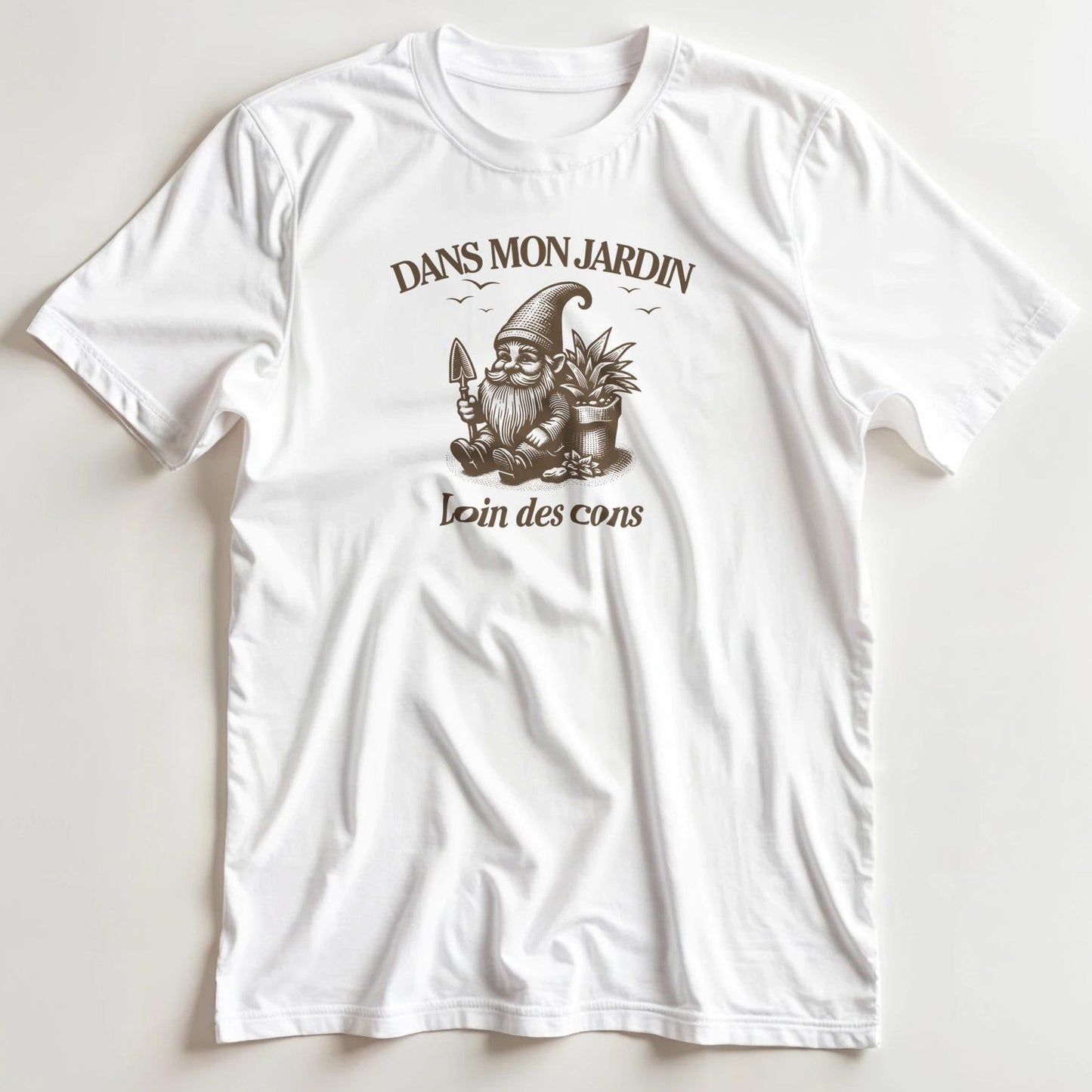 T-shirt en coupe unisexe et 100% coton en Blanc S imprimé avec un design Mon Jardin T-Shirt .