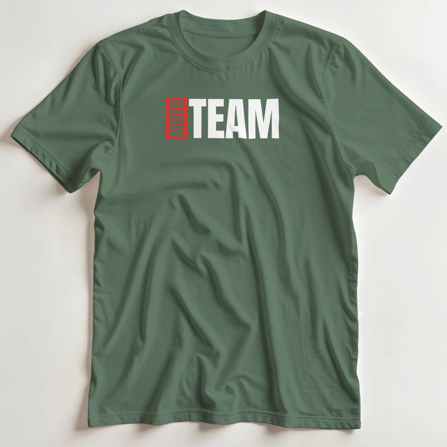 T-shirt en coupe unisexe et 100% coton en Vert Mil. 3XL imprimé avec un design Moto Team T-Shirt .