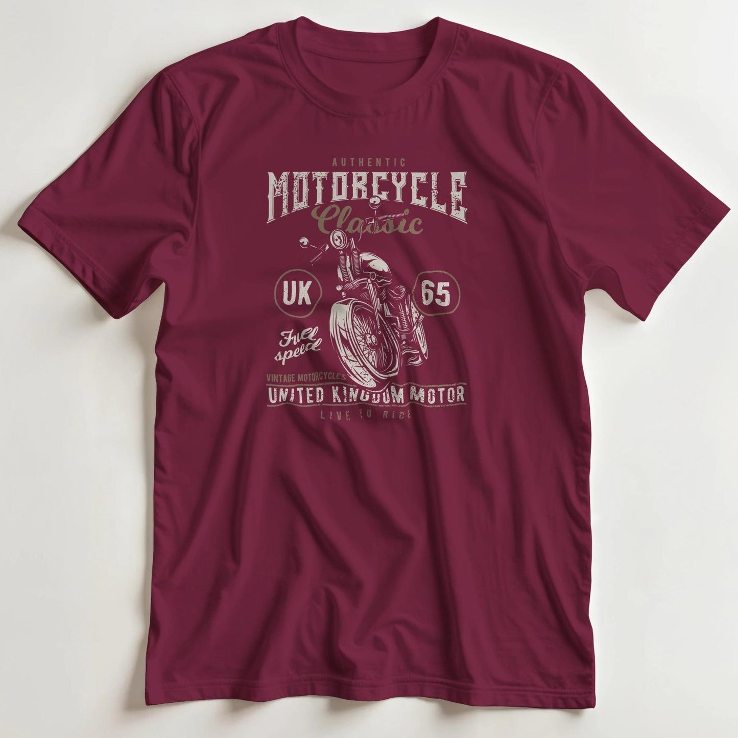 T-shirt en coupe unisexe et 100% coton en Bordeaux 2XL imprimé avec un design UK 65 T-Shirt .