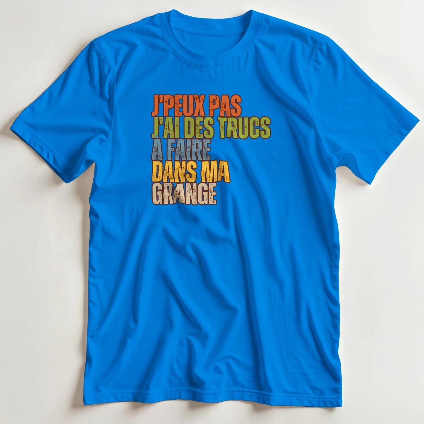 T-shirt en coupe unisexe et 100% coton en Royal XL imprimé avec un design J'Peux Pas Grange T-Shirt .