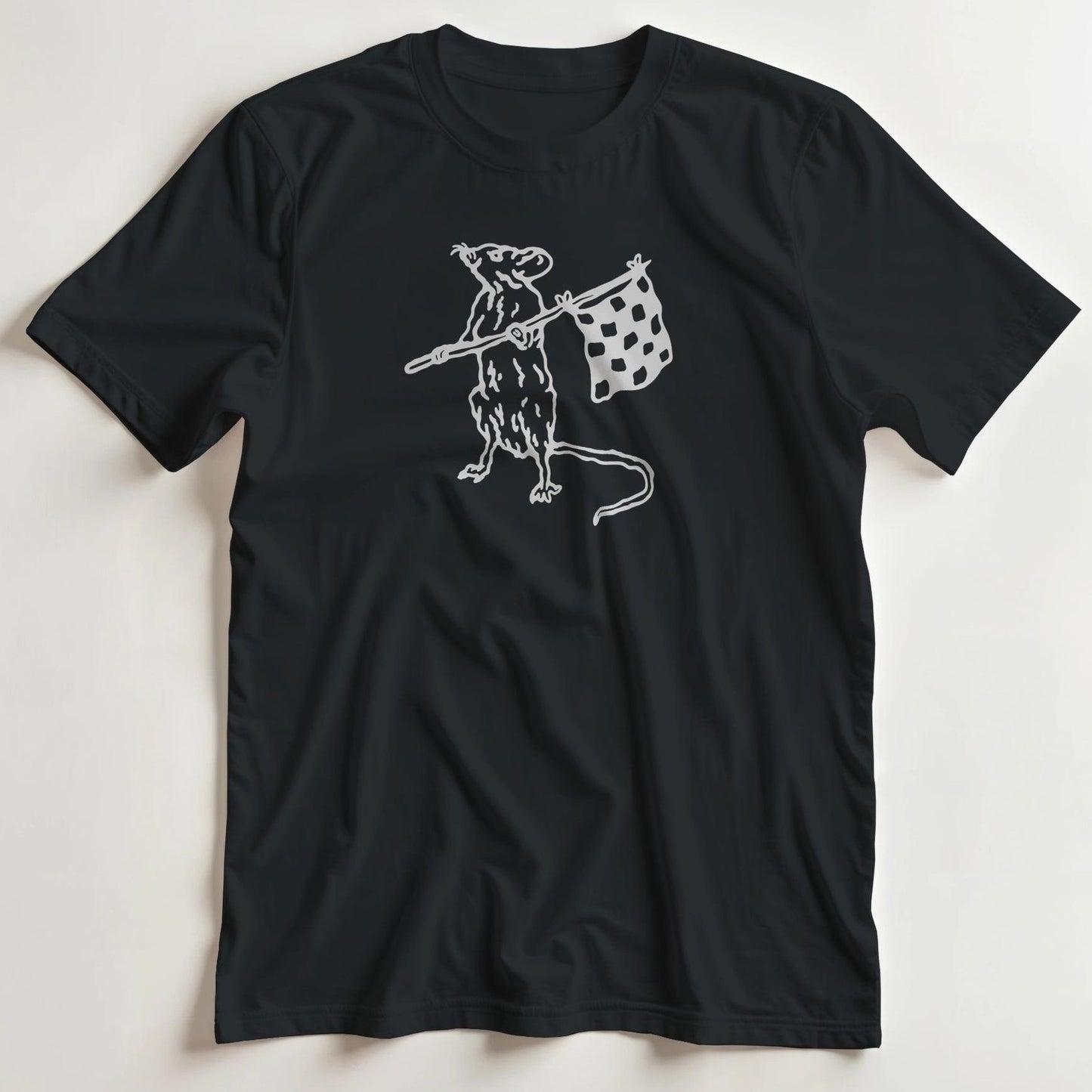 T-shirt en coupe unisexe et 100% coton en Noir M imprimé avec un design Chequered Flag T-Shirt .