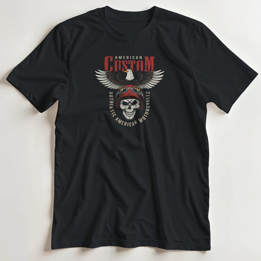 T-shirt en coupe unisexe et 100% coton en Noir S imprimé avec un design American Custom T-Shirt .