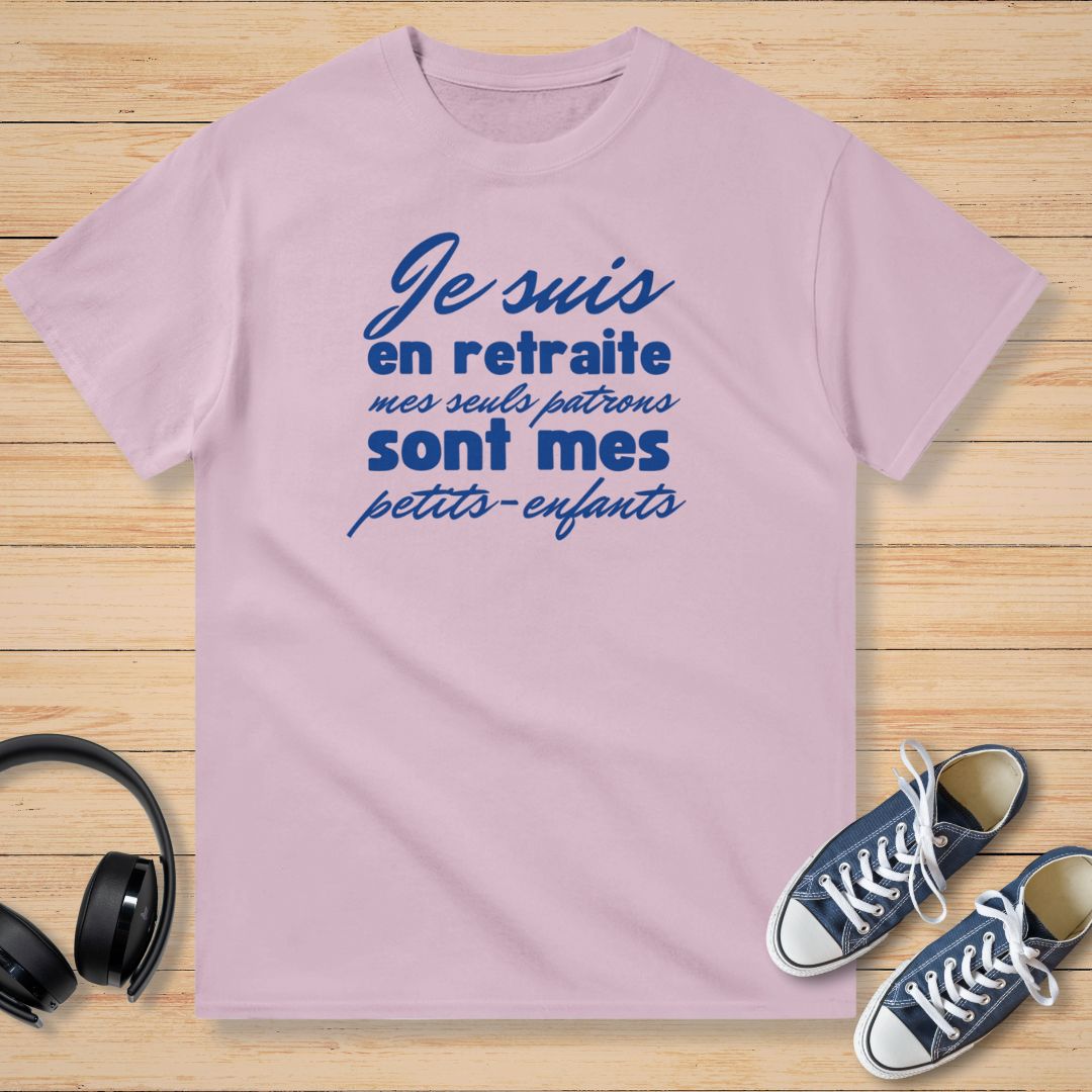 En Retraite Petits-Enfants Bleu T-Shirt Rose clair