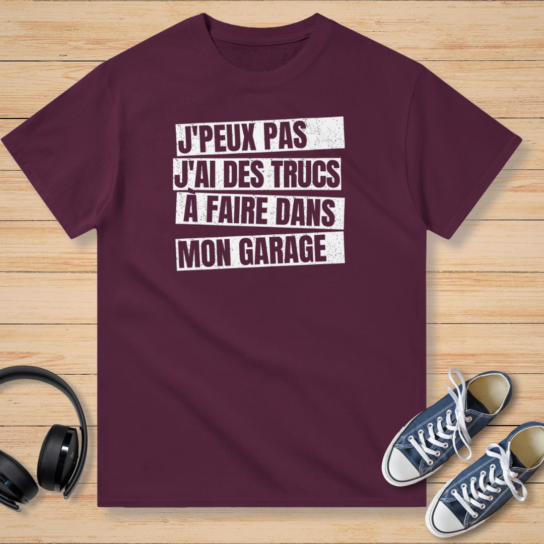 J'Peux Pas Garage Bloc T-Shirt Bordeaux