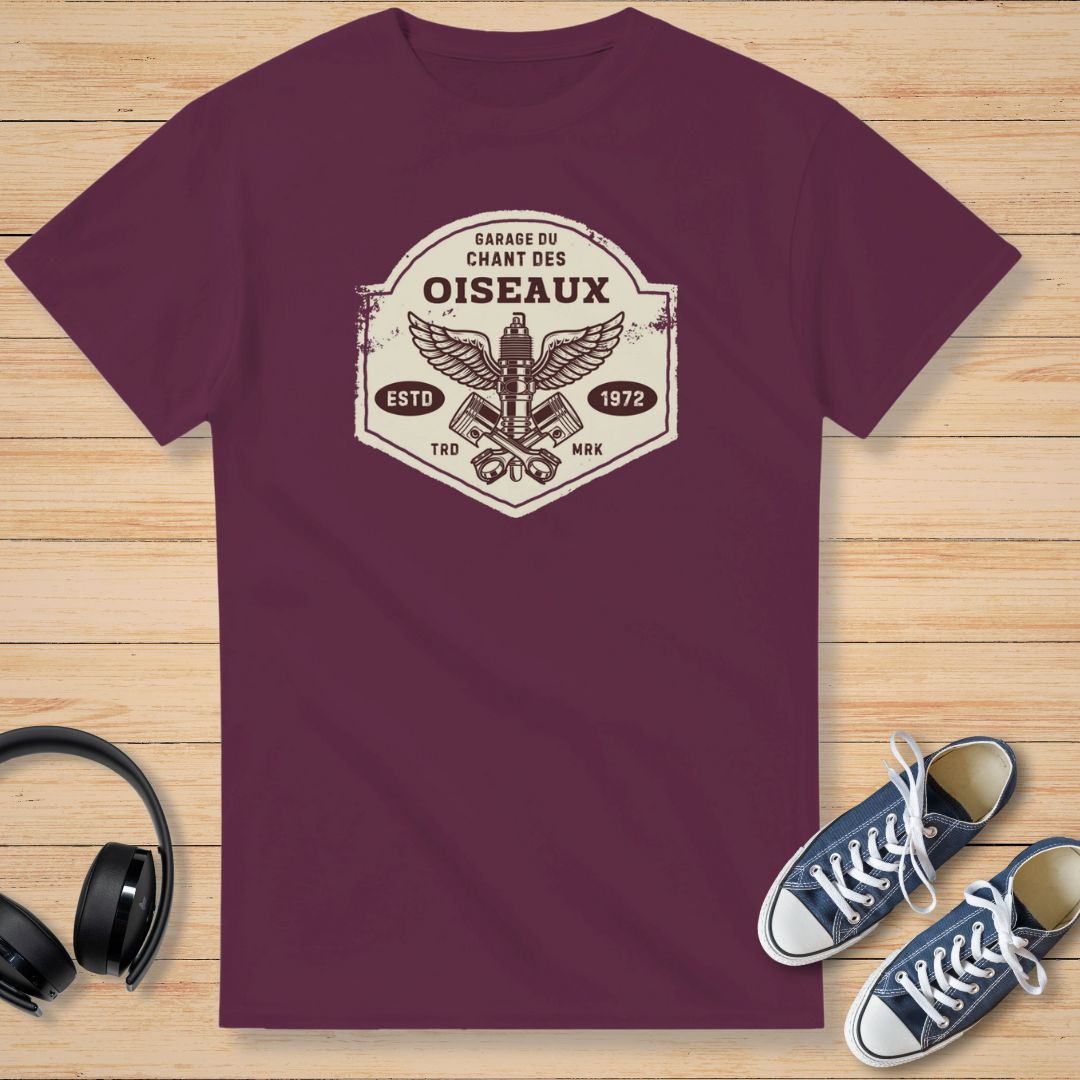 Oiseaux Garage T-Shirt Bordeaux