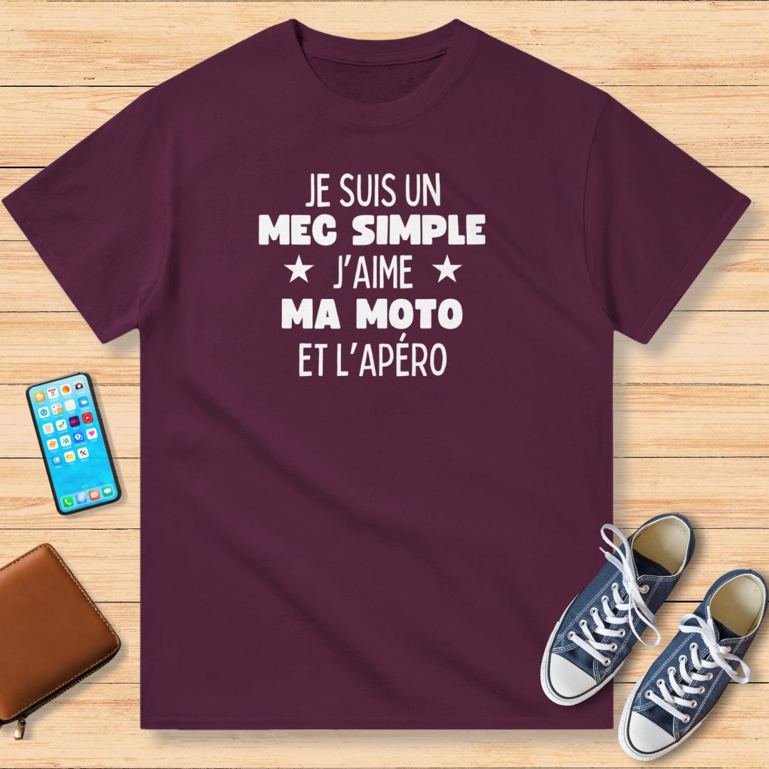 Je Suis Un Mec Simple Moto Apéro T-Shirt