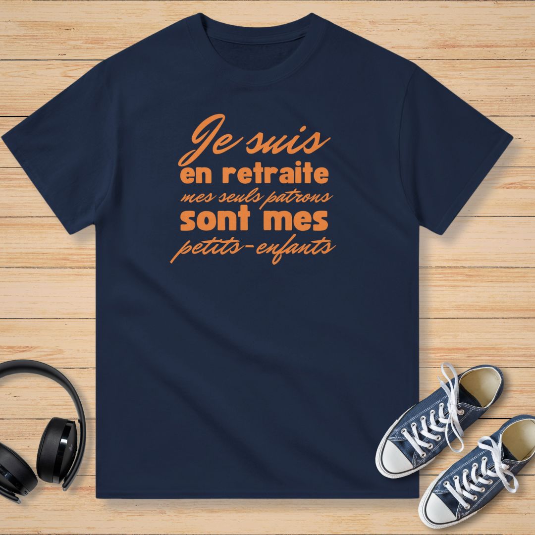 En Retraite Petits-Enfants Orange T-Shirt Marine