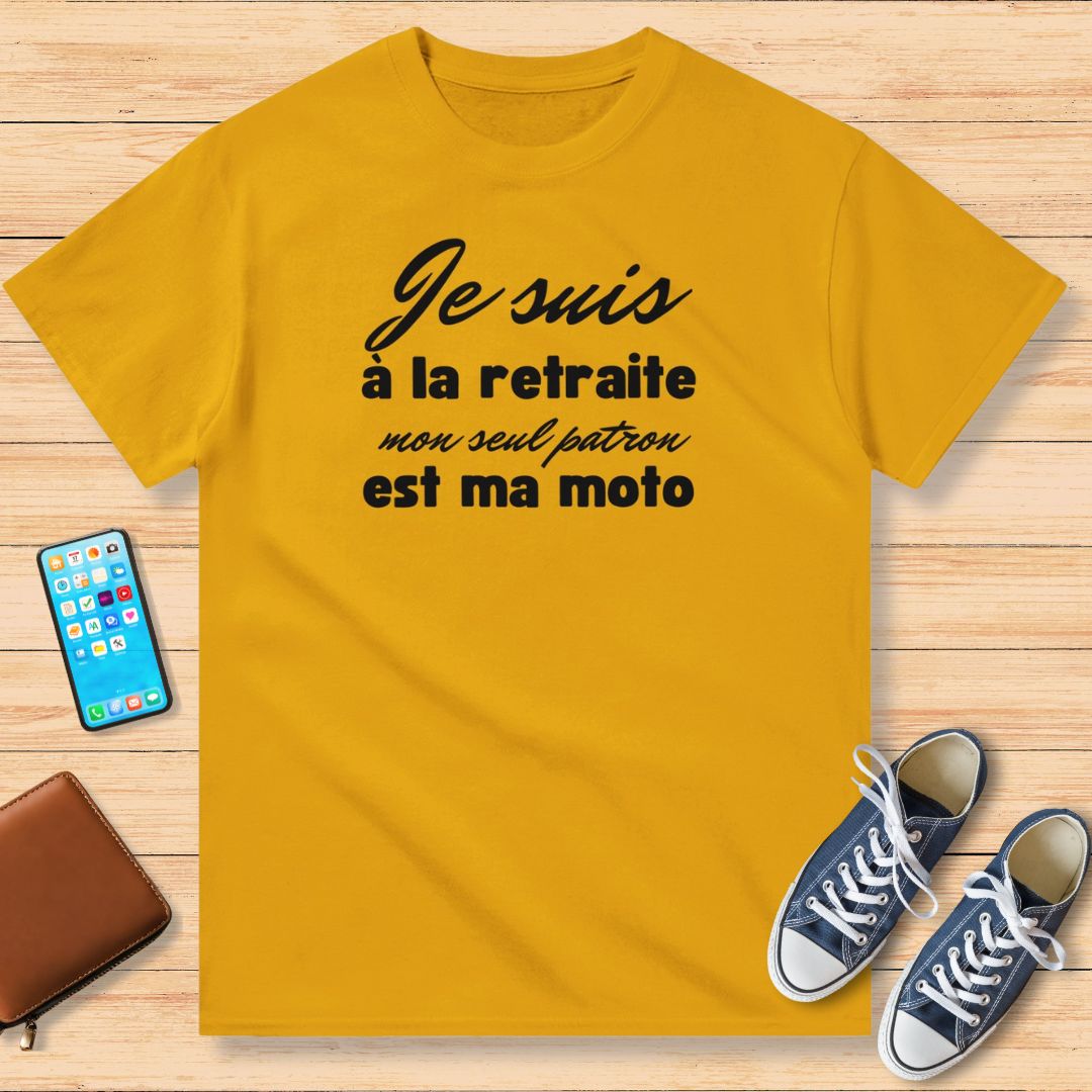 I'm Retired My Only Boss Is My Motorcycle Black T-Shirt