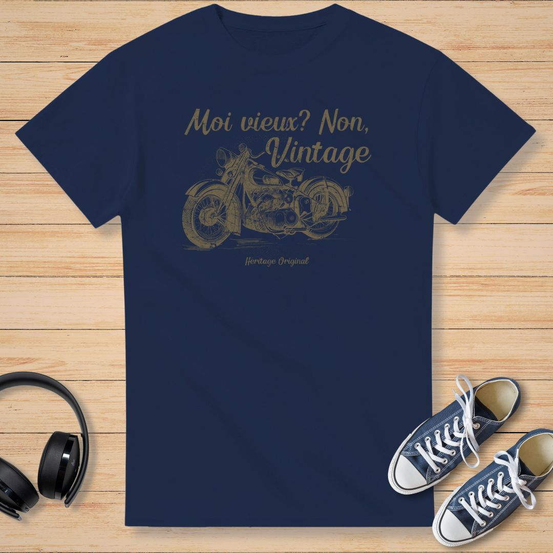 Non, Vintage Moto T-Shirt Marine