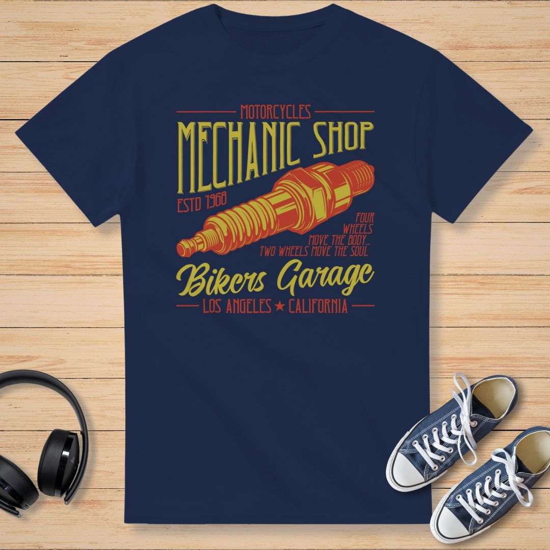 Bikers Garage T-Shirt Navy Blue
